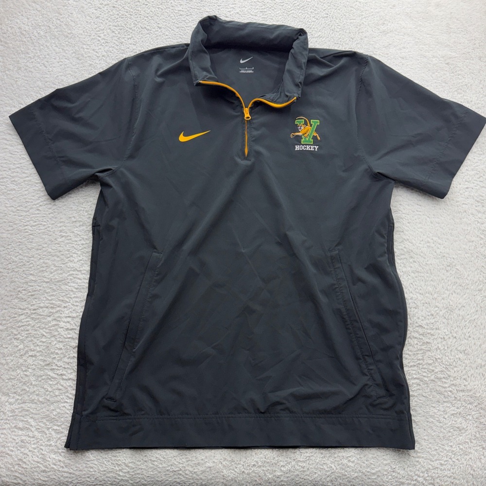 Nike Mens UVM Catamounts Hockey Short Sleeve 1/4 Zip Windbreaker Gray Large